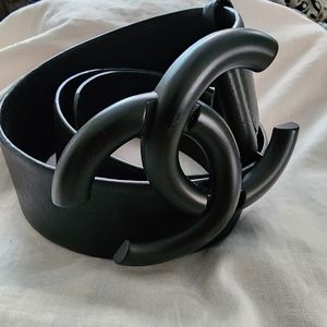 COPY - CHANEL Vintage CC Logo lambskin matte black Belt